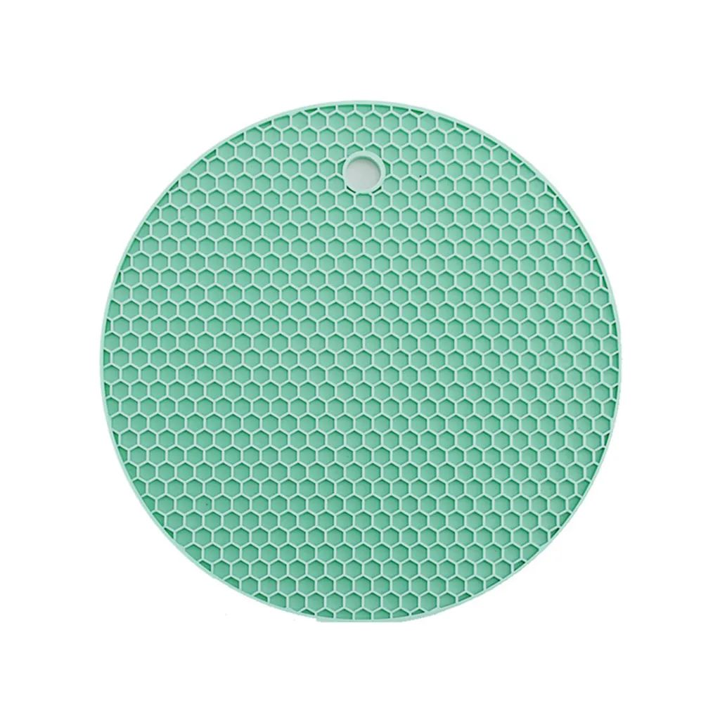 18 cm runde Waben Silikon Hitzebeständiges Nicht-Schlupf-Tasse Schüssel Schüssel-Placemat-Pad-Hellgrün